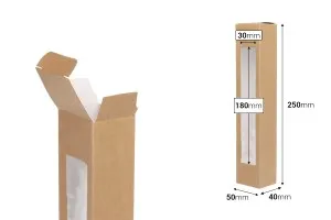 Кутия от крафт хартия (350gsm) 50x40x250 мм с прозорец - 20 бр.-2