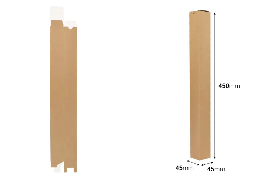 Хартиена крафт кутия (350gsm) 45x45x450 мм за свещи - 20 бр.-изображение_размери