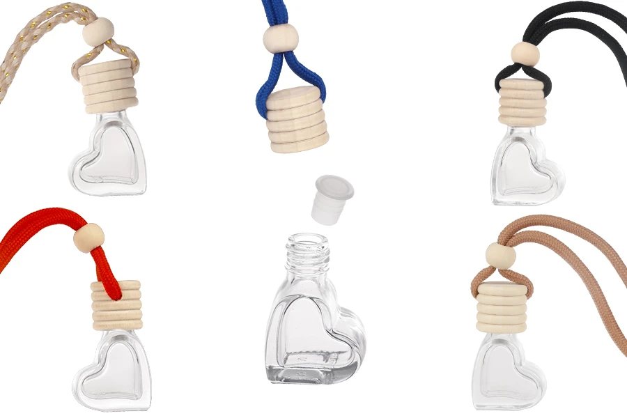 Стъклена бутилка 4 мл Сърце за ароматизатор с дървена капачка и тапа- 25 бр.-изображение_продукт