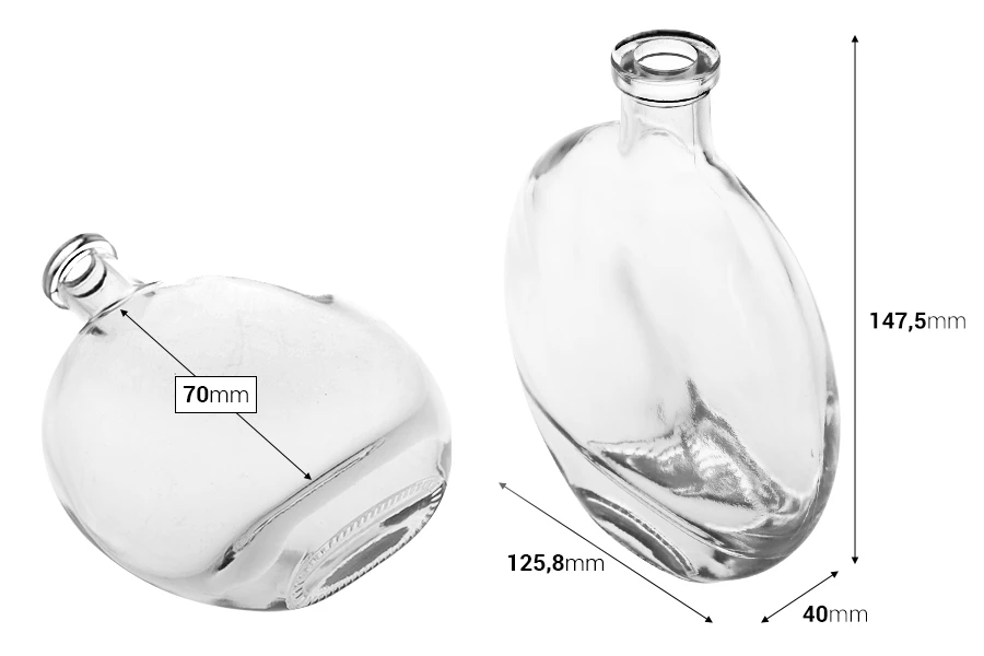 Стъклена овална бутилка 250 мл-изображение_размери