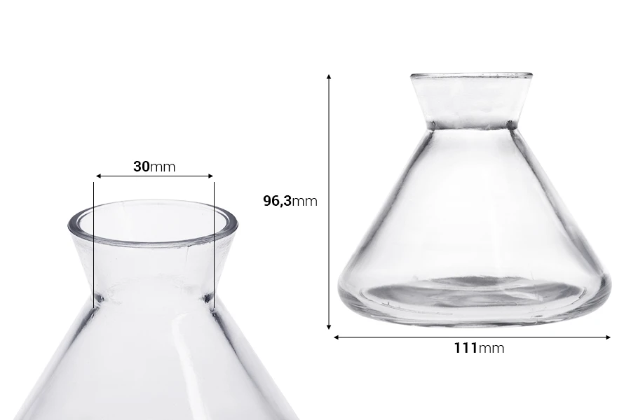 Стъклена прозрачна бутилка 200 мл  за ароматизатори-изображение_размери