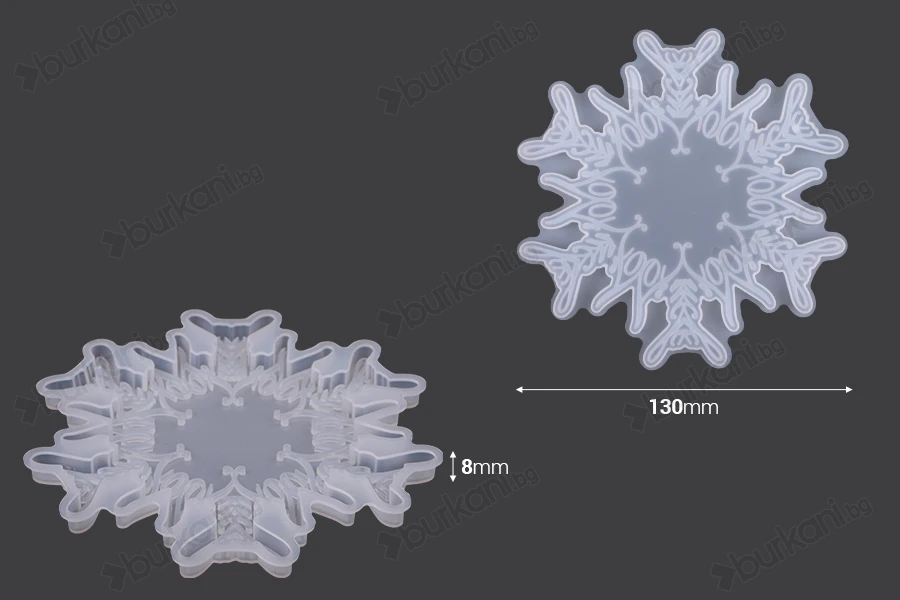 Силиконова форма Орнамент снежинка (epoxy resin)-изображение_размери