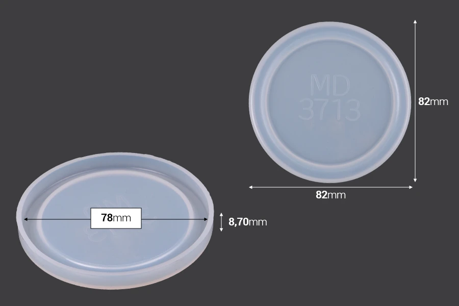 Силиконова форма за малка кръгла подложка - диаметър 82 мм-изображение_размери
