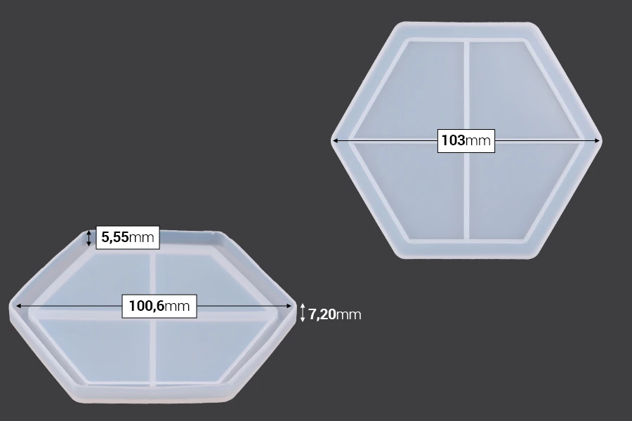 Силиконова форма Шестоъгълна подложка за чаша-изображение_размери