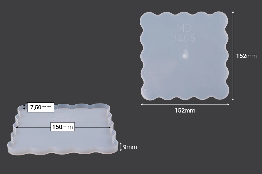 Квадратна  силиконова форма маса - комплект от 3 бр-изображение_размери