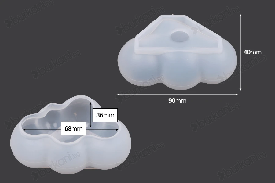 Силиконова форма 3D Облак 90х40 мм-изображение_размери