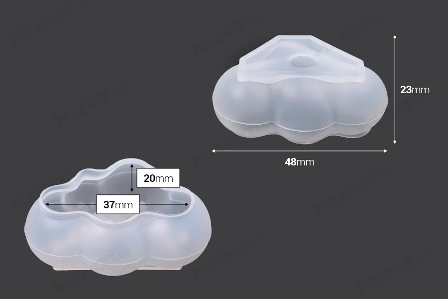 Силиконова форма 3D Облак 48х23 мм-изображение_размери