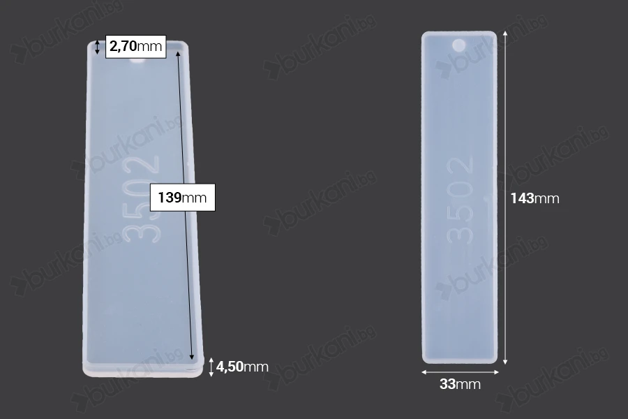 Силиконова форма Bookmark 143x33 мм-изображение_размери