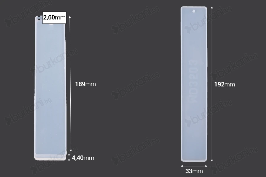 Силиконова форма Bookmark 192x33 мм-изображение_размери