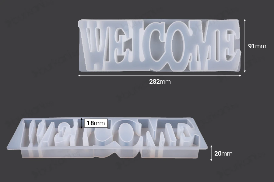 Силиконова форма надпис "Welcome"-изображение_размери