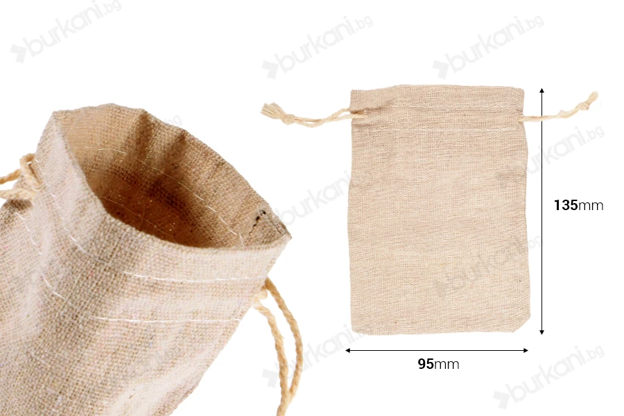 Памучни бежеви торбички  95x135 mm- 50 бр.-изображение_размери