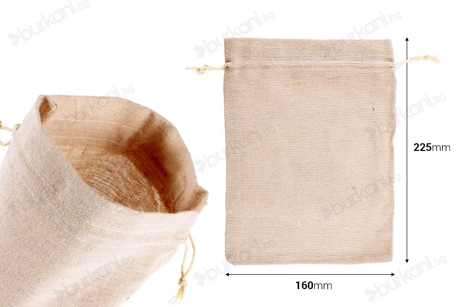 Памучна бежева торбичка с размери 160х225 mm - 50 бр.-изображение_размери