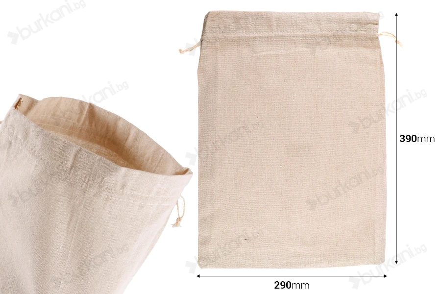 Памучна бежева торбичка 290x390 mm  - 50 бр.-изображение_размери