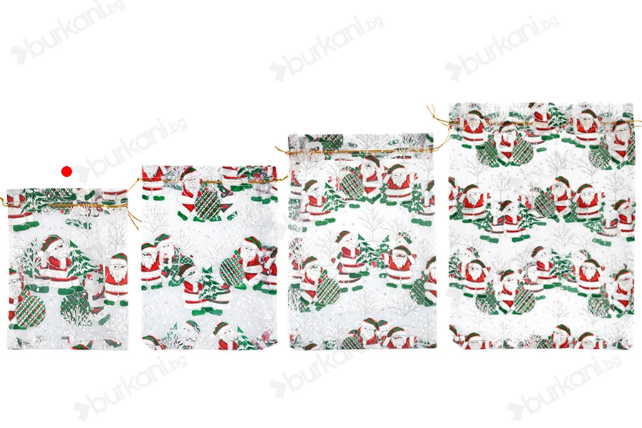 Коледна бяла торбичка от органза 130х180 мм - 50 бр-изображение_група