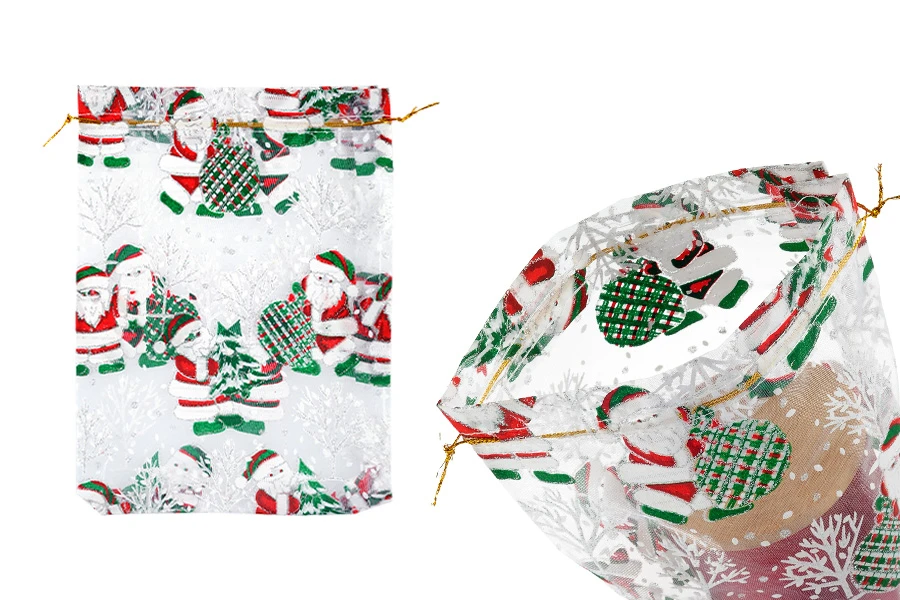 Коледна бяла торбичка от органза 170х230 мм - 50 бр-изображение_продукт