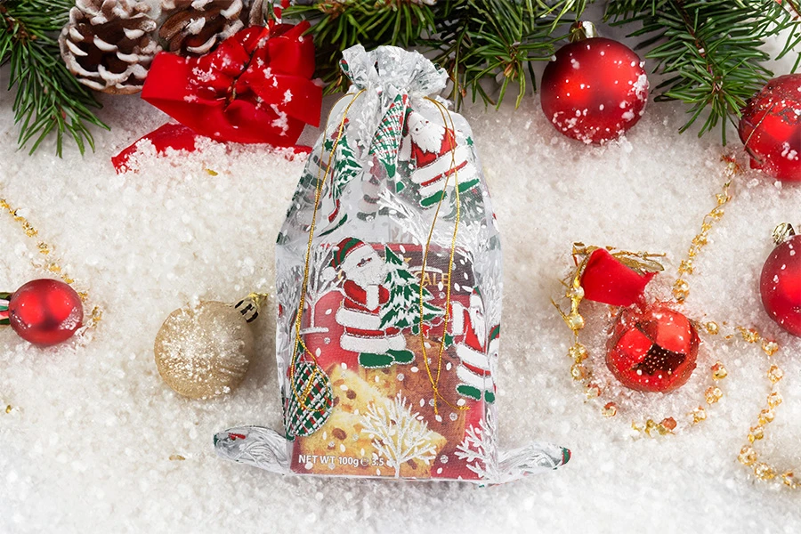 Коледна бяла торбичка от органза 200х300 мм - 25 бр-изображение_група