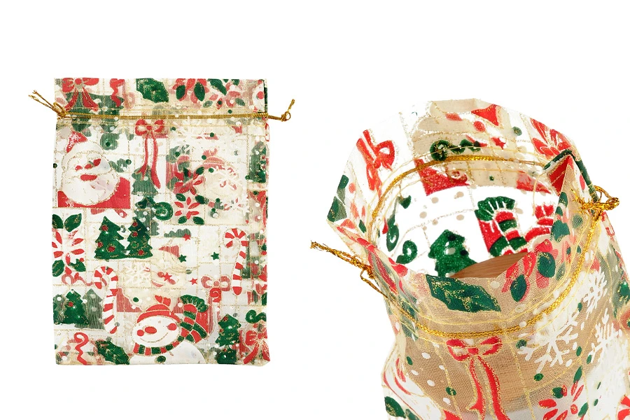 Коледна златна торбичка от органза 130х180 мм - 50 бр-изображение_продукт