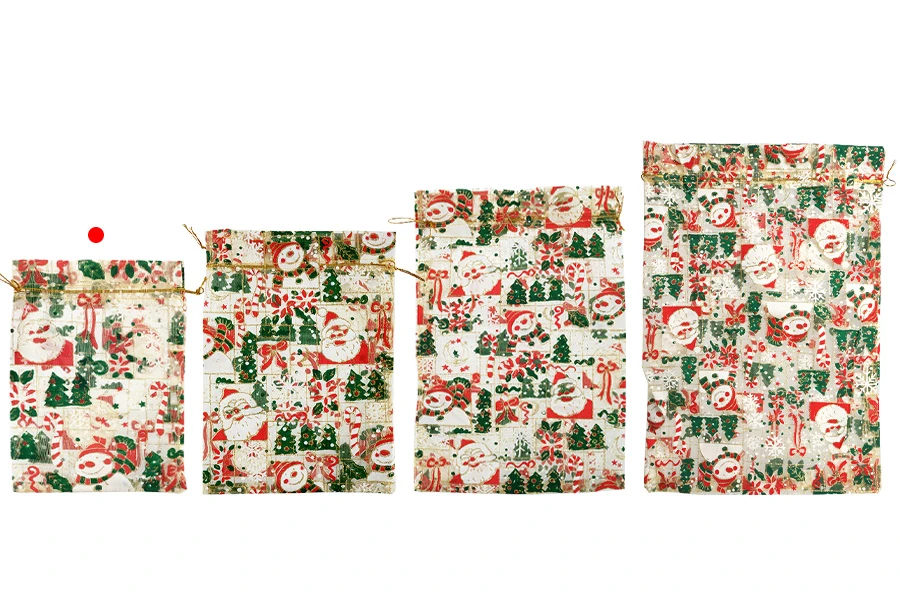 Коледна златна торбичка от органза 130х180 мм - 50 бр-изображение_група