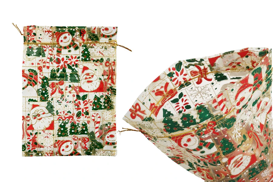 Коледна златна торбичка от органза 170х230 мм - 50 бр-изображение_продукт