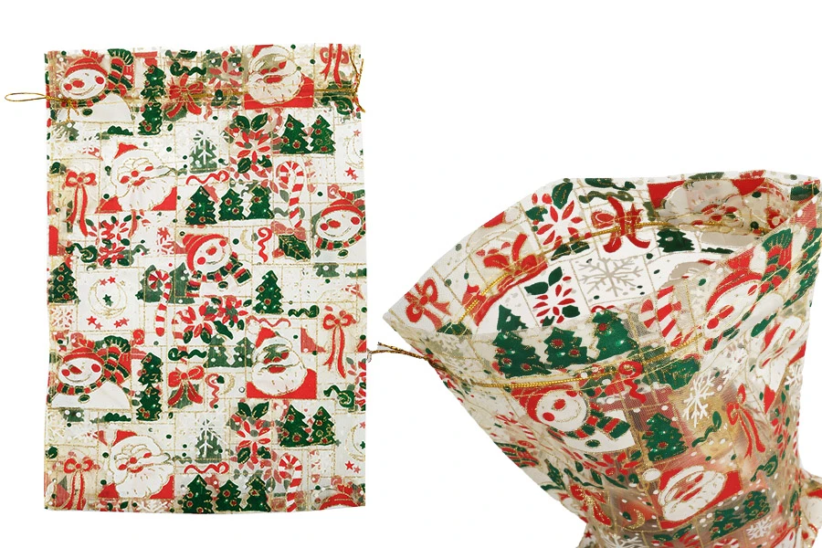 Коледна златна торбичка от органза 200х300 мм - 25 бр-изображение_продукт