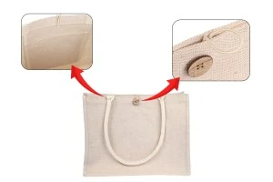 Пазарска чанта от памук и юта (320-350г/м2) с дръжка и вътрешен джоб-3