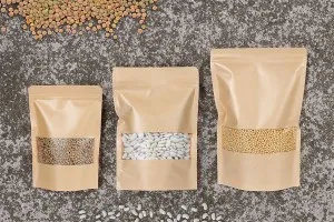 Крафт торбички тип Doy Pack 200x50x300 mm, с цип, прозорец, - 100 бр.-4
