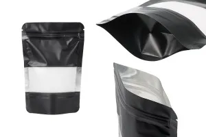 Алуминиеви торбички тип Doy Pack, с "цип" затваряне, прозорец и термозапечатване  100x30x145 mm - 100 бр.-1