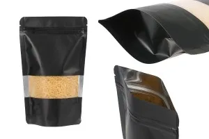 Алуминиеви торбички тип Doy Pack, с "цип" затваряне, прозорец и термозапечтване 120x40x195 mm - 100 бр.-1