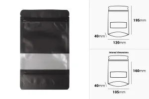 Алуминиеви торбички тип Doy Pack, с "цип" затваряне, прозорец и термозапечтване 120x40x195 mm - 100 бр.-2