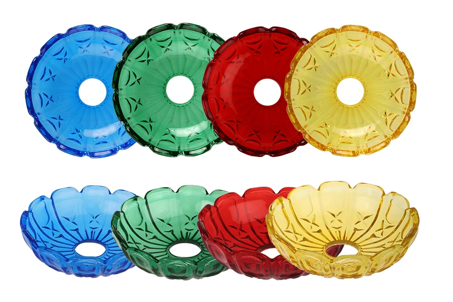 Bobeche qelqi 118x34 me vrimë qendrore 26 mm për shandanë dhe llambadar në ngjyra të ndryshme-изображение_продукт