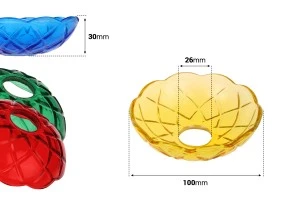 Bobeche qelqi 120x30 me vrimë qendrore 26 mm për shandan dhe llambadar në ngjyra të ndryshme-изображение_размери