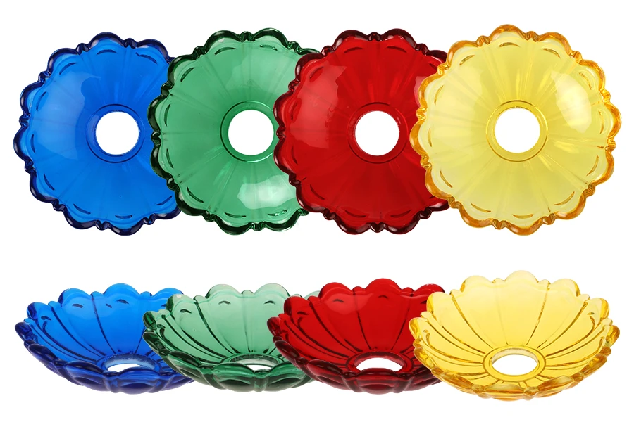 Bobeche qelqi 120x30 me vrimë qendrore 26 mm për shandan dhe llambadar në ngjyra të ndryshme-изображение_продукт