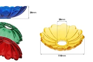 Bobeche qelqi 120x30 me vrimë qendrore 26 mm për shandan dhe llambadar në ngjyra të ndryshme-изображение_размери