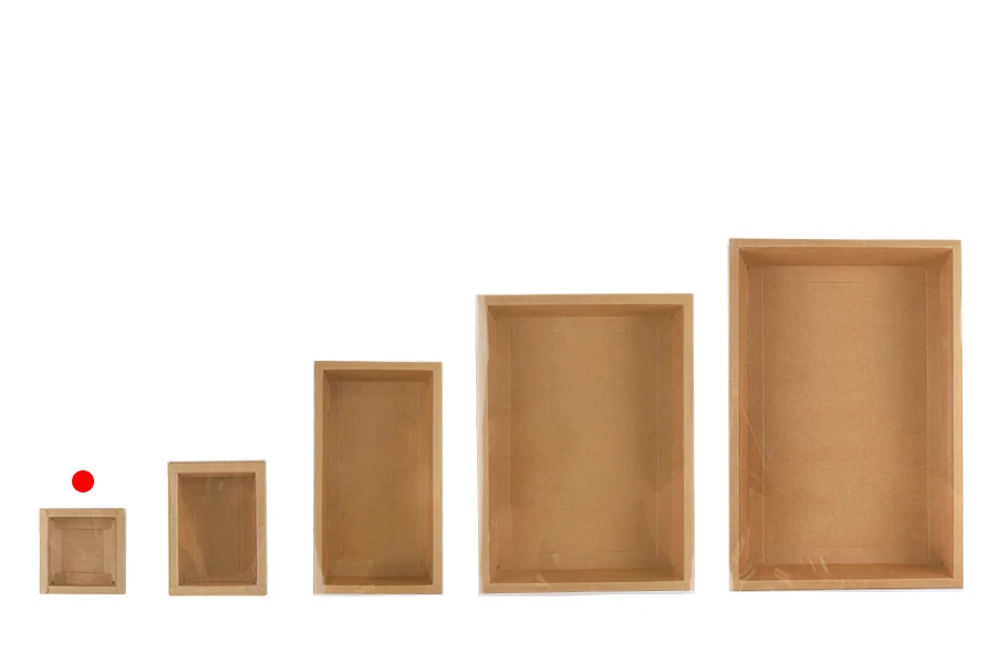 Хартиена опаковъчна кутия (300gsm) 85x85x30 мм с прозрачен пластмасов капак (бяло или крафт) -12 бр.-изображение_група