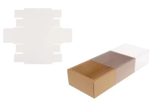 Хартиена опаковъчна кутия (300gsm)  в бял и крафт цвят  220x120x60 мм с прозрачен капач- 12 бр.-5