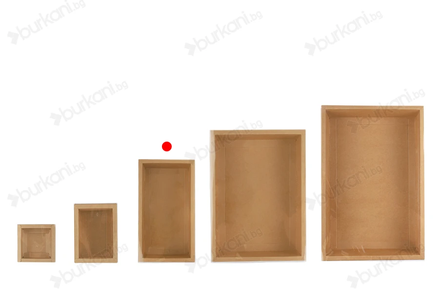Хартиена опаковъчна кутия (300gsm)  в бял и крафт цвят  220x120x60 мм с прозрачен капач- 12 бр.-изображение_група