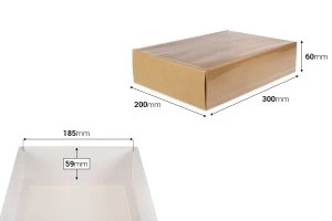 Хартиена опаковъчна кутия (300gsm) бяла или крафт с размери  300x200x60 мм с прозрачен капак - 12 бр.-2