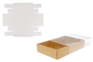 Хартиена опаковъчна кутия (300gsm) бяла или крафт с размери  300x200x60 мм с прозрачен капак - 12 бр.-5