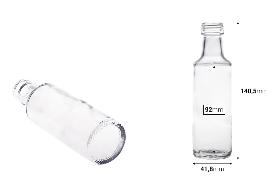 Стъклена бутилка за зехтин 100 мл Дорика PP24-изображение_размери