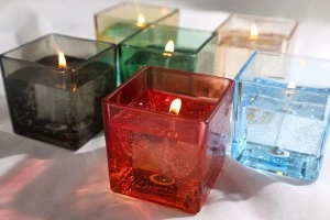 Стъклени цветни квадратни буркани 60х60х мм за свещи-3