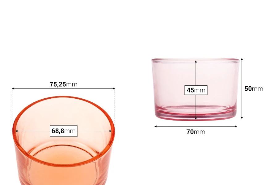 Цилиндричен стъклен 130 мл буркан с размери 70x50 мм в различни цветове Цилиндричен стъклен 130 мл буркан с размери 70x50 мм в различни цветове-изображение_размери