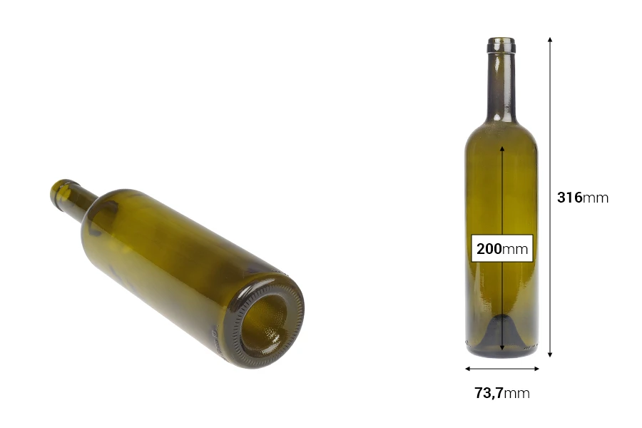 Бутилка за вино 750 мл Бордо Европа  18.3 mm  Уваг-изображение_размери