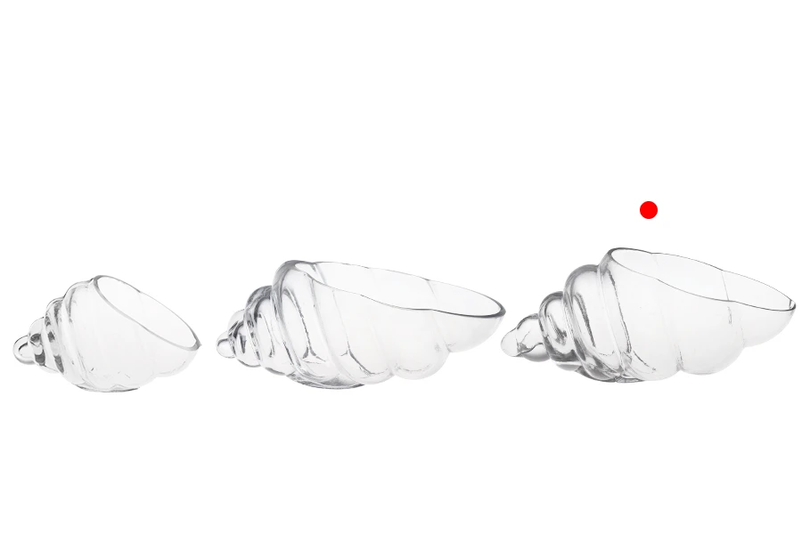 Стъклен прозрачен декоративен съд във формата на черупка 300 мм за свещ-изображение_група