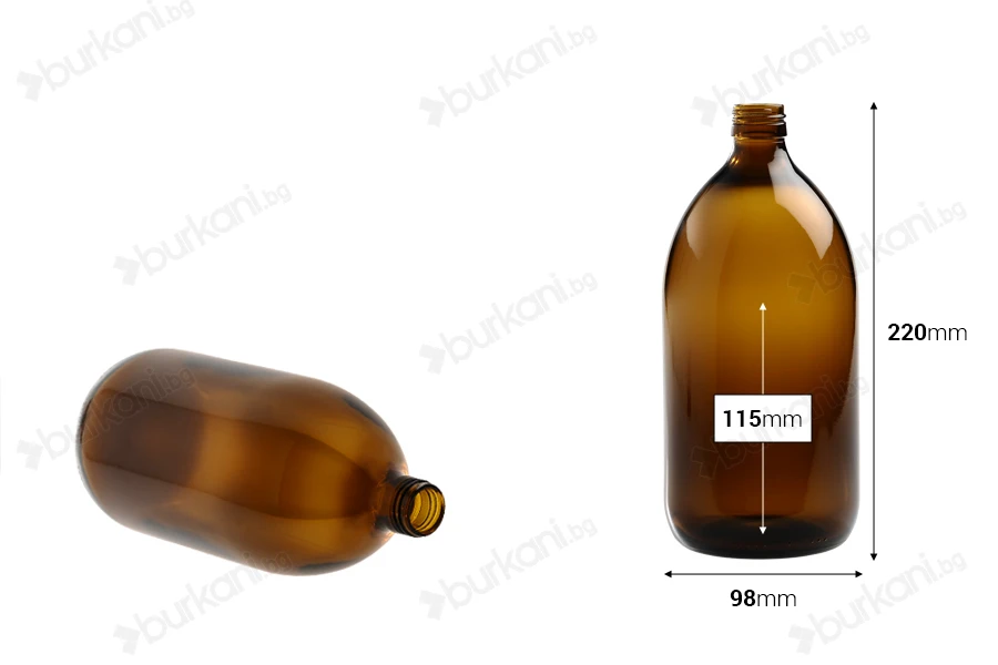Стъклена фармацевтична бурилка  1000 ml-изображение_размери