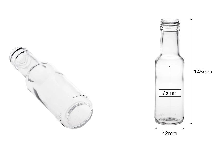 Стъклена прозрачна бутилка 100 мл-изображение_размери