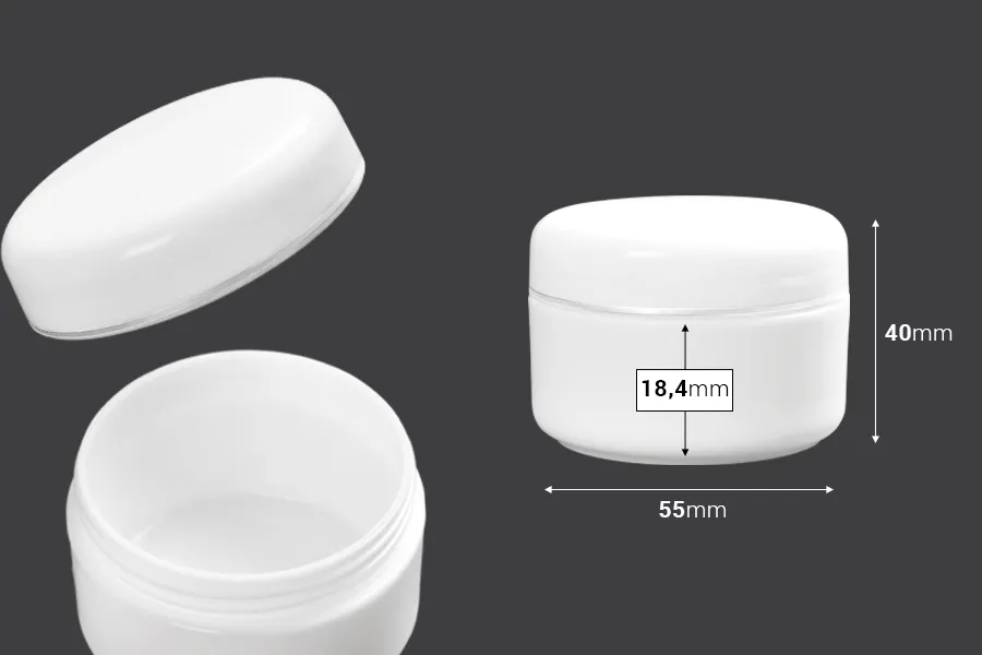 Пластмасов акрилен буркан 50 мл за крем -  12 бр./пакет-изображение_размери