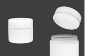 Пластмасов буркан за крем бяло МАТ 50 мл, с плоска капачка и уплътнител-изображение_продукт