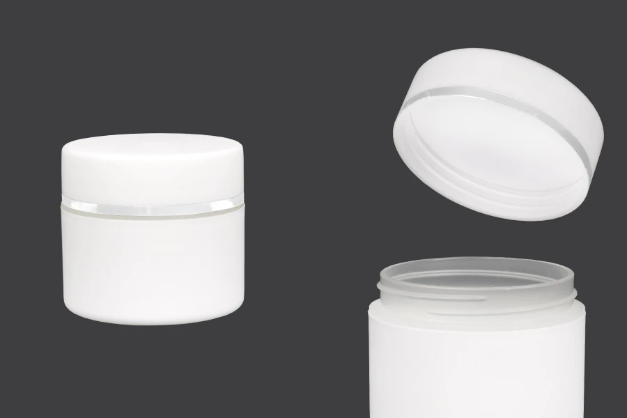 Пластмасов буркан за крем бяло МАТ 50 мл, с плоска капачка и уплътнител-изображение_продукт