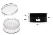 Пластмасово (черно или прозрачно) бурканче 30 мл за пудра-изображение_размери