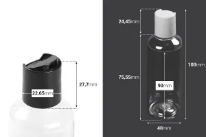 Пластмасова прозрачна бутилка (PET) 100 мл с капачка disk top - 12 бр.-2